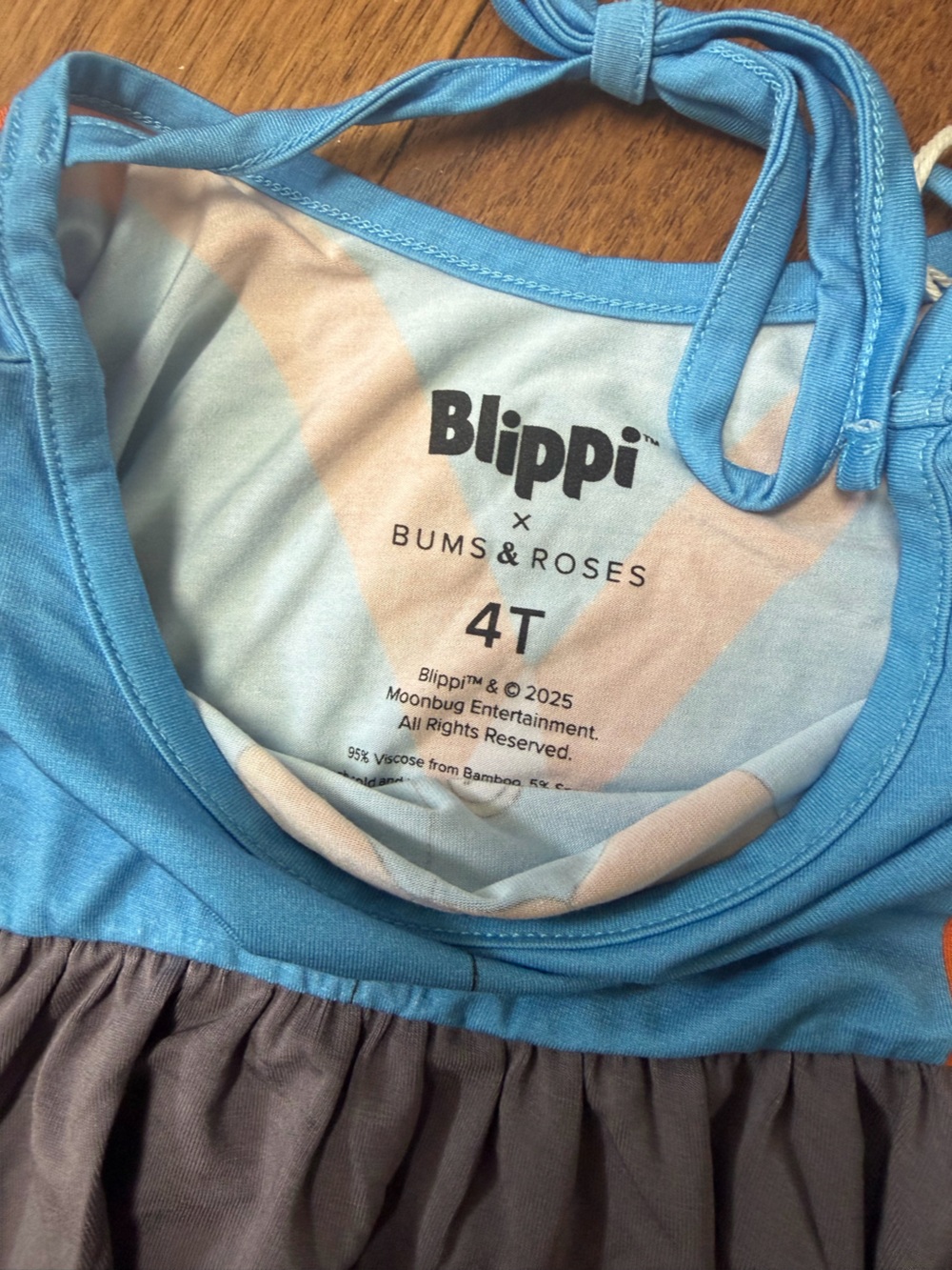 NWT Bum & Roses Blippi Blue & Orange Bow-Print Long Sleeve Dress Size 4T - Picture 2 of 6